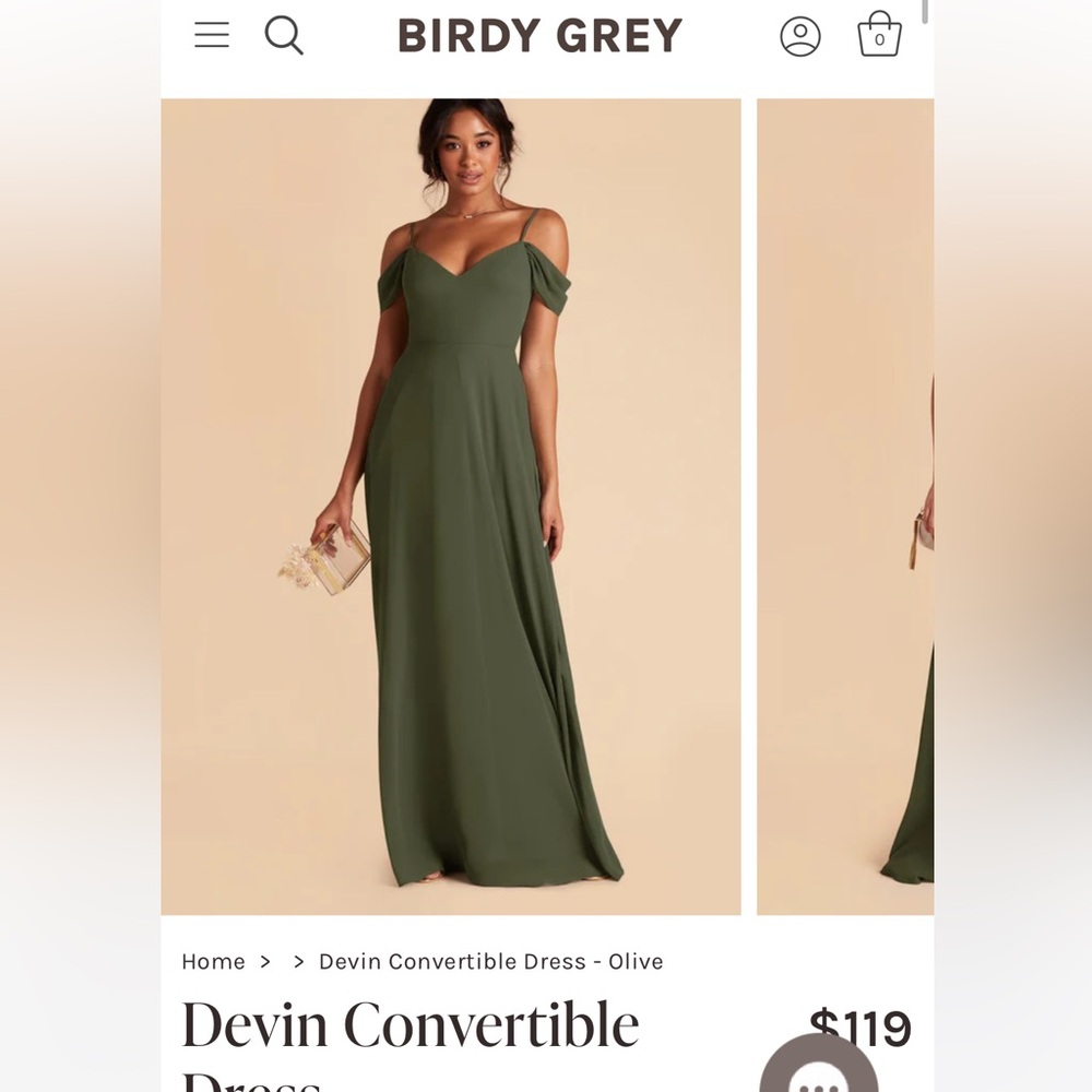 Birdy Grey Devin Convertible Dress Chiffon Olive Size Small